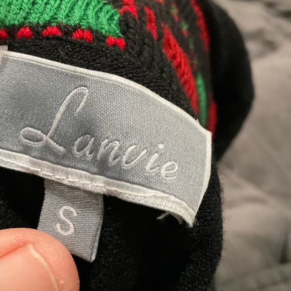 ☃️ Lanvie lightweight Christmas sweater vest cascade zipper front tunic length S - Picture 13 of 15